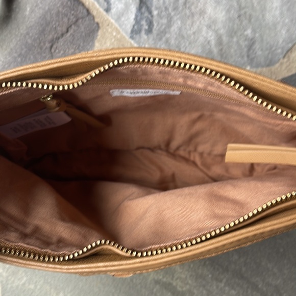 Anthropologie Woven Leather Clutch Tan - Picture 5 of 6